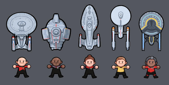 TINY CAPTAINS &amp; SHIPS (STAR TREK)